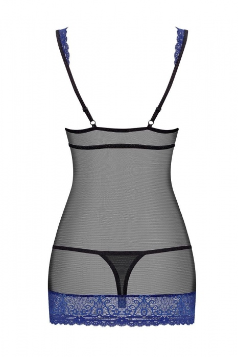 Облегающая сорочка с синим кружевом - Obsessive купить с доставкой