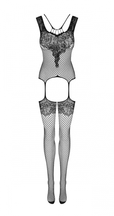Ажурный комбинезон с красивой зоной декольте и интимным доступом - Obsessive купить с доставкой