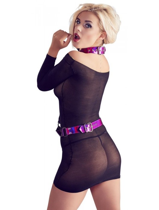 Неоново-розовая сбруя на шею и талию Bad Kitty Body Harness - Orion - купить с доставкой в Ростове-на-Дону