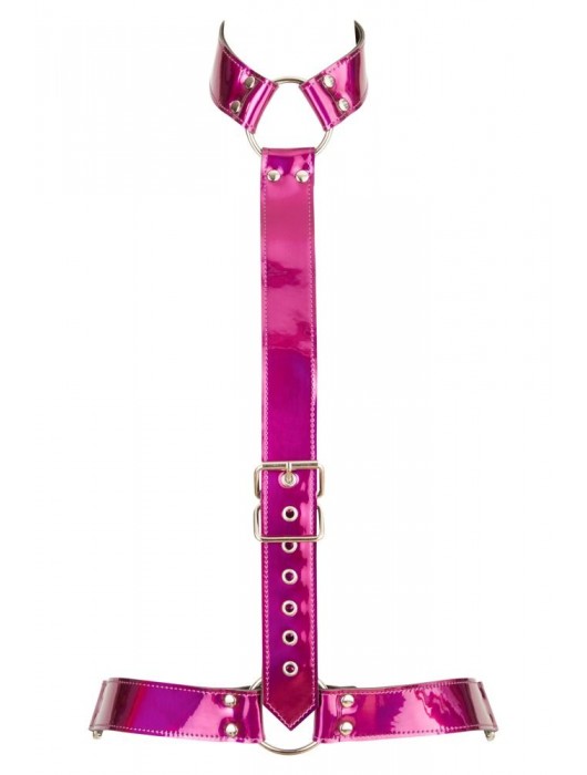 Неоново-розовая сбруя на шею и талию Bad Kitty Body Harness - Orion - купить с доставкой в Ростове-на-Дону