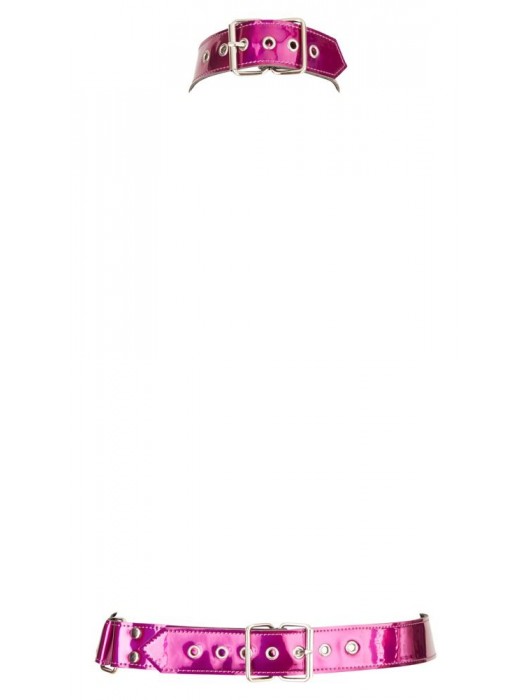 Неоново-розовая сбруя на шею и талию Bad Kitty Body Harness - Orion - купить с доставкой в Ростове-на-Дону