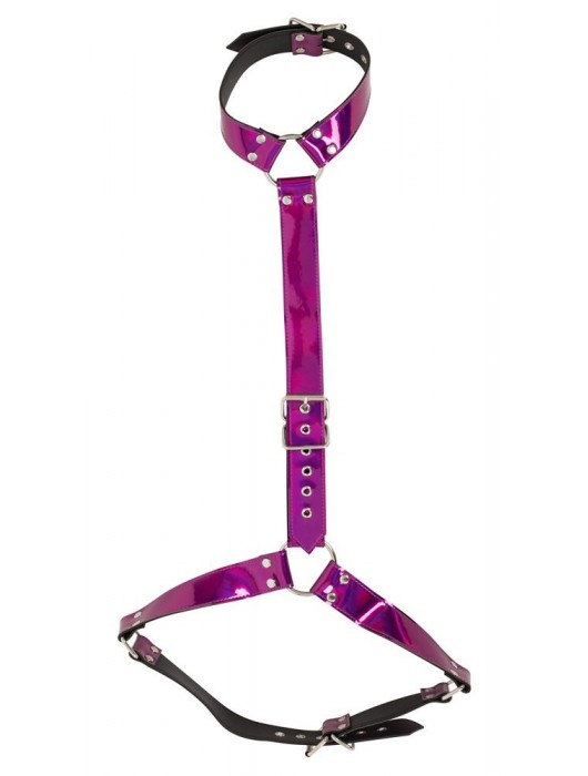 Неоново-розовая сбруя на шею и талию Bad Kitty Body Harness - Orion - купить с доставкой в Ростове-на-Дону