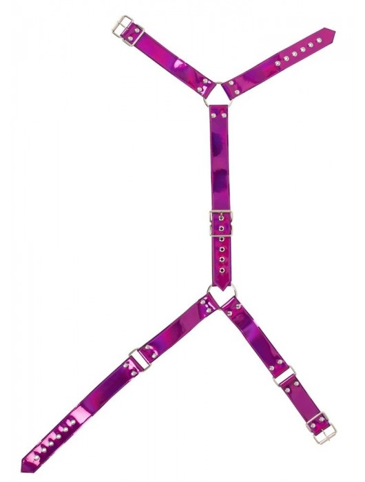 Неоново-розовая сбруя на шею и талию Bad Kitty Body Harness - Orion - купить с доставкой в Ростове-на-Дону