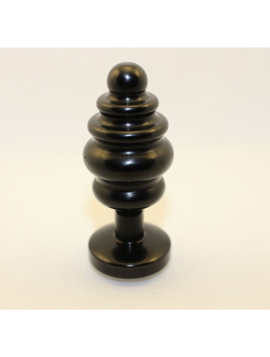 Черная фигурная анальная пробка с красным кристаллом - 8,2 см. - 4sexdreaM - купить с доставкой в Ростове-на-Дону