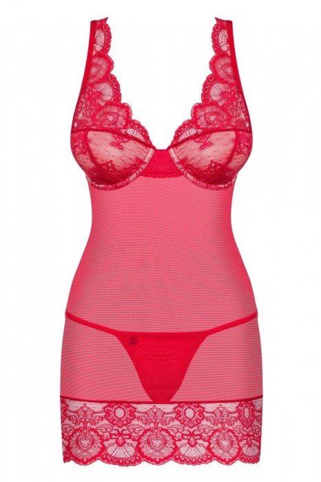 Полупрозрачная облегающая сорочка с лифом на косточках - Obsessive купить с доставкой