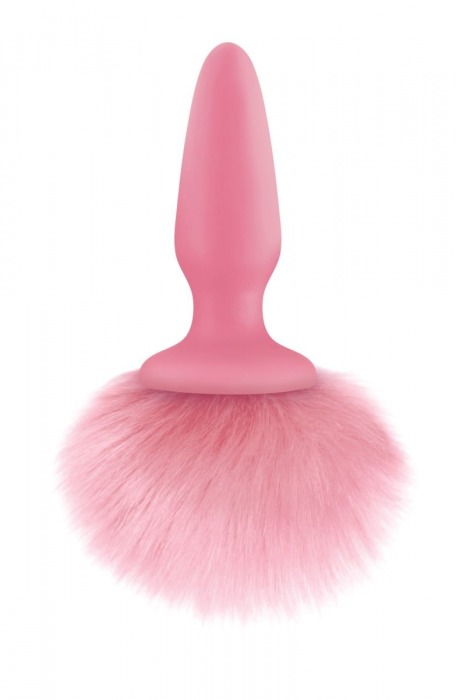Розовая анальная пробка с коротким розовым хвостиком Bunny Tails - NS Novelties - купить с доставкой в Ростове-на-Дону