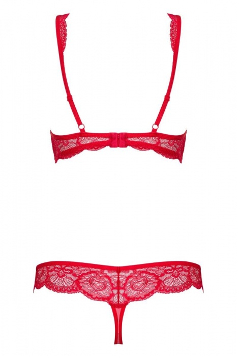 Эффектный кружевной комплект с чашечками на косточке - Obsessive купить с доставкой