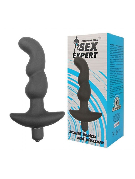Чёрный анальный вибратор Sexual Health and Pleasure - 11,8 см. - Sex Expert - в Ростове-на-Дону купить с доставкой