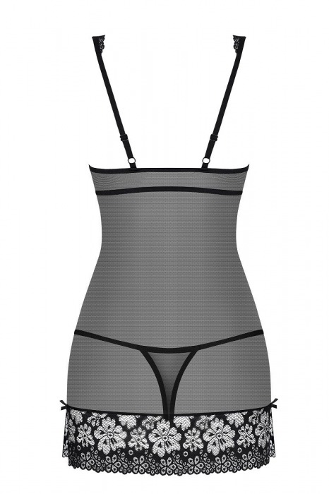 Сорочка из полупрозрачной сеточки с кружевной отделкой - Obsessive купить с доставкой