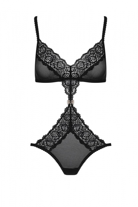 Соблазнительное кружевное боди с тонкой перемычкой на животике - Obsessive купить с доставкой