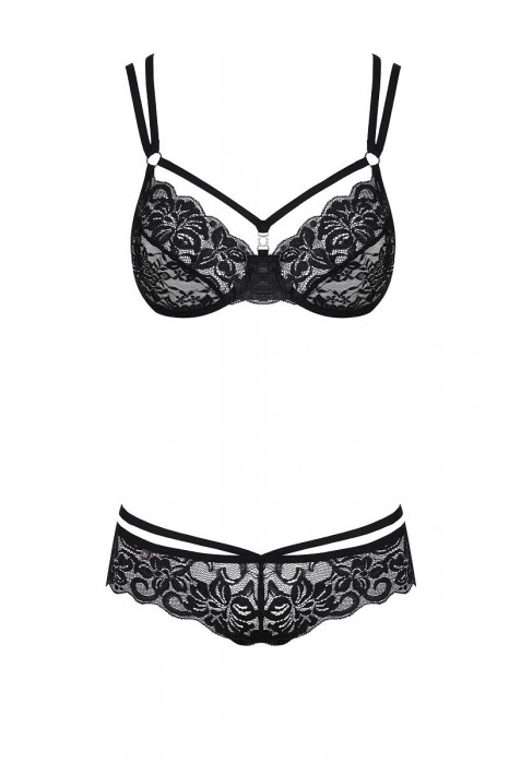 Секси-комплект из нежного цветочного кружева с тоненькими бретелями - Obsessive купить с доставкой