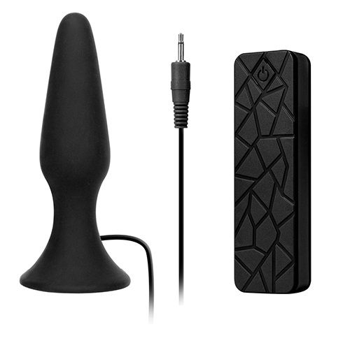 Чёрная вибропробка MENZSTUFF 5INCH SLIM INTRUDER BUTT PLUG - 13 см. - Dream Toys