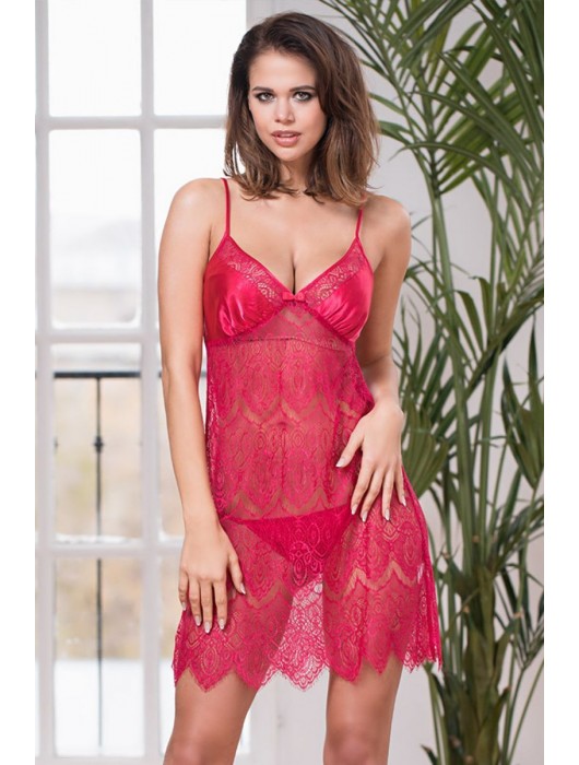 Короткая кружевная сорочка Laguna Deluxe на тонких бретелях - Mia-Mia купить с доставкой