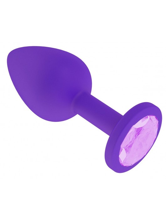 Фиолетовая силиконовая пробка с сиреневым кристаллом - 7,3 см. - Джага-Джага - купить с доставкой в Ростове-на-Дону