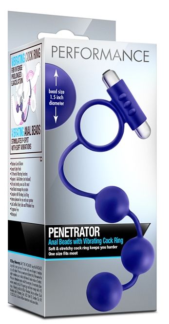 Синее эрекционное кольцо с анальным стимулятором Penetrator - Blush Novelties - в Ростове-на-Дону купить с доставкой