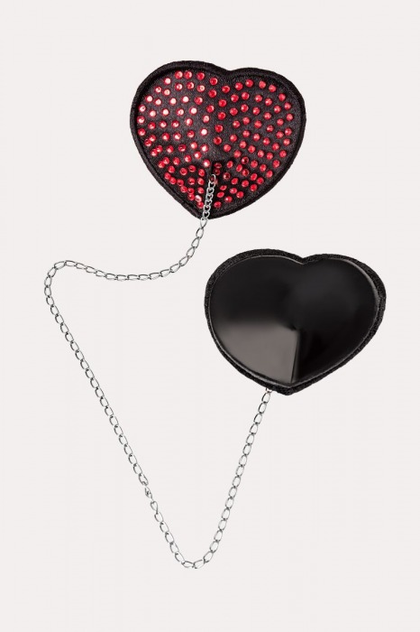 Обольстительные пэстис в форме сердец со стразами и цепочкой - Erolanta купить с доставкой