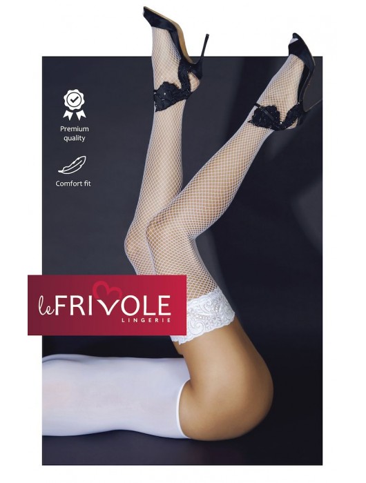 Чулки в мелкую сетку с кружевной резиночкой - Le Frivole купить с доставкой