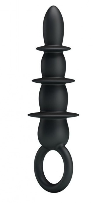 Черная анальная ёлочка с богатым рельефом - 13,2 см. - Baile