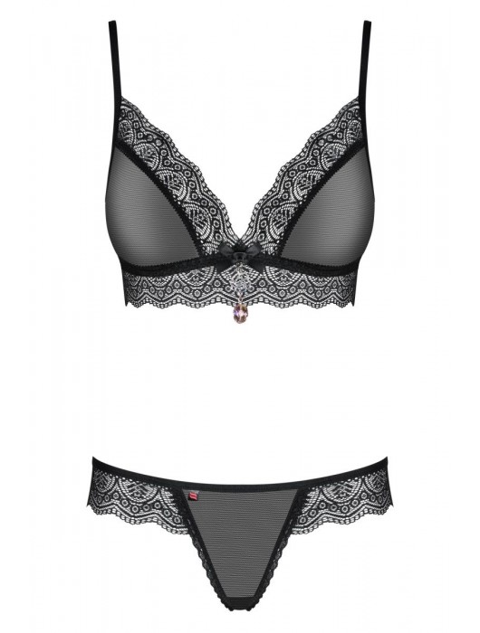 Чувственный полупрозрачный комплект белья с отделкой кружевом - Obsessive купить с доставкой