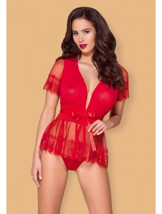 Востихительный пеньюар с атласными лентами - Obsessive купить с доставкой