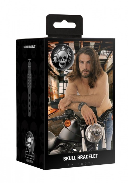 Черный браслет с металлическими заклепками - Shots Media BV купить с доставкой