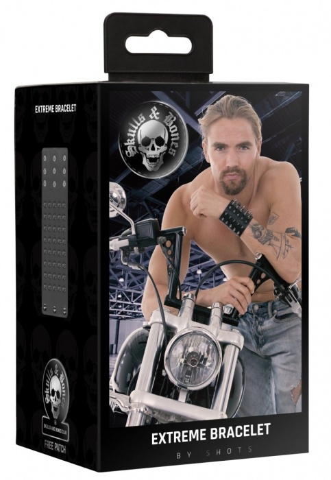 Черный браслет с острыми шипами - Shots Media BV купить с доставкой