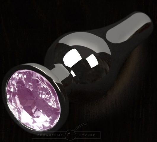 Графитовая удлиненная анальная пробка с розовым кристаллом - 8,5 см. - Пикантные штучки - купить с доставкой в Ростове-на-Дону