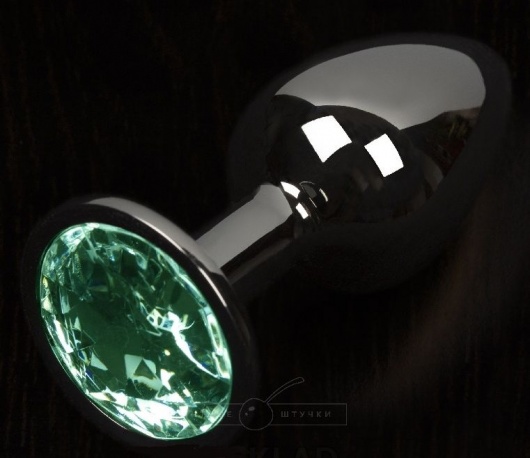 Графитовая анальная пробка с зеленым кристаллом - 8,5 см. - Пикантные штучки - купить с доставкой в Ростове-на-Дону