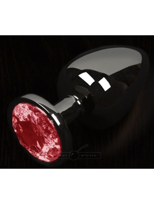 Графитовая анальная пробка с красным кристаллом - 8,5 см. - Пикантные штучки - купить с доставкой в Ростове-на-Дону