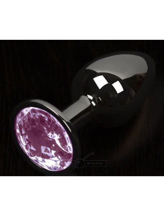 Графитовая анальная пробка с розовым кристаллом - 8,5 см. - Пикантные штучки - купить с доставкой в Ростове-на-Дону