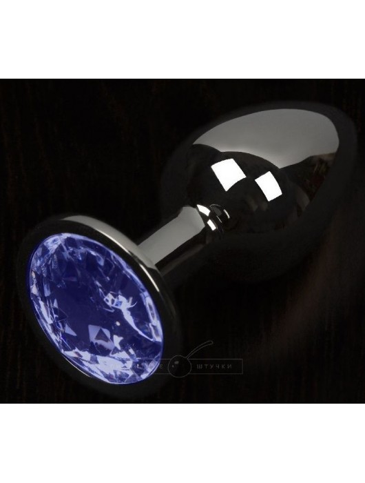 Графитовая анальная пробка с синим кристаллом - 8,5 см. - Пикантные штучки - купить с доставкой в Ростове-на-Дону