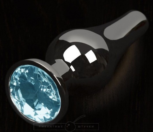 Графитовая удлиненная анальная пробка с голубым кристаллом - 12 см. - Пикантные штучки - купить с доставкой в Ростове-на-Дону