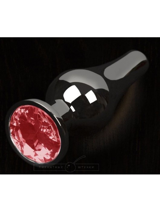 Графитовая удлиненная анальная пробка с красным кристаллом - 12 см. - Пикантные штучки - купить с доставкой в Ростове-на-Дону