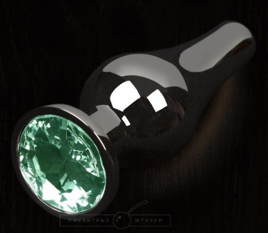 Графитовая удлиненная анальная пробка с зеленым кристаллом - 12 см. - Пикантные штучки - купить с доставкой в Ростове-на-Дону