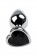 Серебристая коническая анальная пробка с черным кристаллом-сердечком - 7 см. - ToyFa - купить с доставкой в Ростове-на-Дону