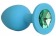 Голубая силиконовая анальная пробка с зеленым кристаллом - 9,5 см. - Bior toys - купить с доставкой в Ростове-на-Дону