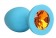 Голубая силиконовая анальная пробка с оранжевым кристаллом - 9,5 см. - Bior toys - купить с доставкой в Ростове-на-Дону