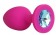 Ярко-розовая анальная пробка с голубым кристаллом - 9,5 см. - Bior toys - купить с доставкой в Ростове-на-Дону