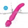 Ярко-розовый двусторонний wand-вибромассажер с рифленой ручкой - 22,5 см. - Silicone Toys