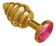 Золотистая пробка с рёбрышками и малиновым кристаллом - 7 см. - Джага-Джага - купить с доставкой в Ростове-на-Дону