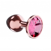 Пробка цвета розового золота с малиновым кристаллом Diamond Ruby Shine L - 8,3 см. - Lola toys - купить с доставкой в Ростове-на-Дону