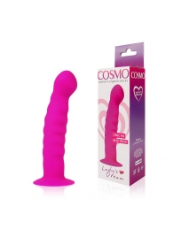 Розовый фаллоимитатор с ребристой поверхностью Cosmo - 14 см. - Cosmo