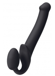 Черный безремневой страпон Silicone Bendable Strap-On M - Strap-on-me - купить с доставкой в Ростове-на-Дону