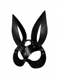 Черная кожаная маска зайки Miss Bunny - БДСМ Арсенал - купить с доставкой в Ростове-на-Дону