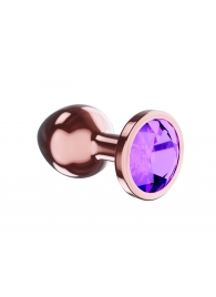 Пробка цвета розового золота с фиолетовым кристаллом Diamond Amethyst Shine S - 7,2 см. - Lola Games - купить с доставкой в Ростове-на-Дону