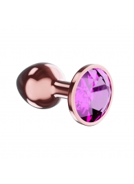 Пробка цвета розового золота с лиловым кристаллом Diamond Quartz Shine L - 8,3 см. - Lola Games - купить с доставкой в Ростове-на-Дону