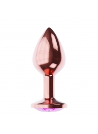 Пробка цвета розового золота с лиловым кристаллом Diamond Quartz Shine L - 8,3 см. - Lola Games - купить с доставкой в Ростове-на-Дону