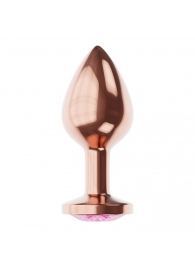 Пробка цвета розового золота с лиловым кристаллом Diamond Quartz Shine S - 7,2 см. - Lola Games - купить с доставкой в Ростове-на-Дону