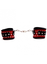 Фигурные красно-чёрные наручники с клёпками - Подиум - купить с доставкой в Ростове-на-Дону