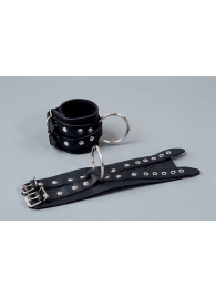 Чёрные кожаные наручники  Крест - Подиум - купить с доставкой в Ростове-на-Дону